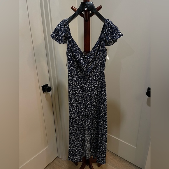 Reformation Baxley Floral Print Midi Dress In Blue Size 0 - Picture 4 of 14